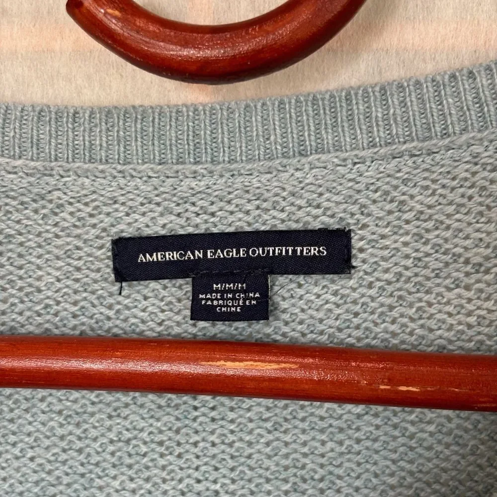 American Eagle Womens Ombre Knit Ocean Blue Sweater‎ Pullover Size M - W